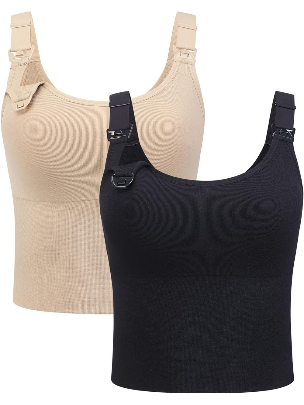 **Bundle** Seamless Nursing & Maternity Crop Bra- Black and Beige Size M NWOT